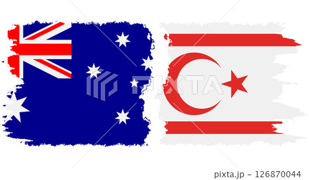 Turkish Republic of Northern Cyprus and Australia grunge flags conne 126870044