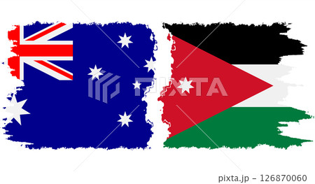 Jordan and Australia grunge flags connection vector 126870060