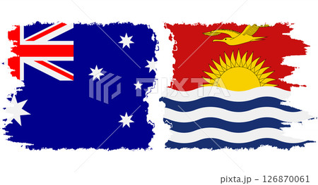 Kiribati and Australia grunge flags connection vector 126870061