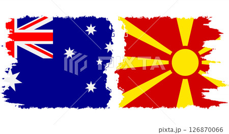 Northern Macedonia and Australia grunge flags connection vector Northern Macedonia and Australia grunge flags connection vector 126870066
