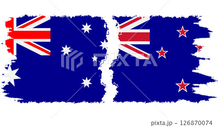 New Zealand and Australia grunge flags connection vector 126870074