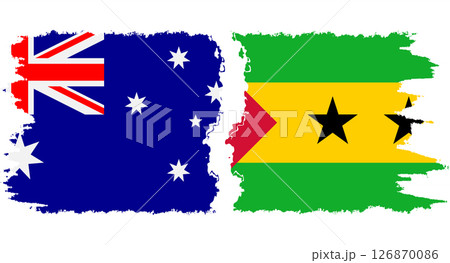 Sao Tome and Principe and Australia grunge flags connection vector 126870086