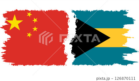 Bahamas and China grunge flags connection vector 126870111