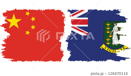 British Virgin Islands and China grunge flags connection vector British Virgin Islands and China grunge flags connection vector 126870118