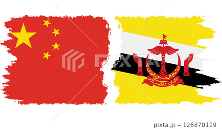 Brunei and China grunge flags connection vector Brunei and China grunge flags connection vector 126870119