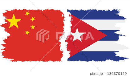 Cuba and China grunge flags connection vector Cuba and China grunge flags connection vector 126870129