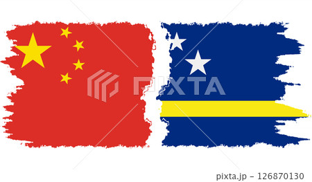 Curacao and China grunge flags connection vector Curacao and China grunge flags connection vector 126870130