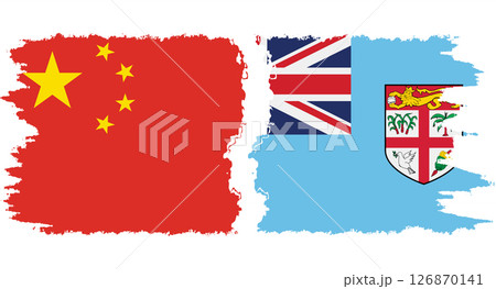 Fiji and China grunge flags connection vector Fiji and China grunge flags connection vector 126870141