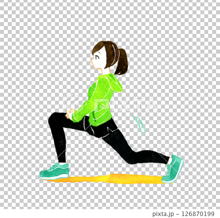 運動前後伸展運動的女人手繪水彩人物插圖 運動前後伸展運動的女人手繪水彩人物插圖 126870199