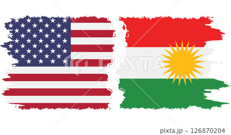 Kurdistan and USA grunge flags connection vector 126870204
