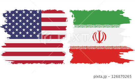 Iran and USA grunge flags connection vector 126870265