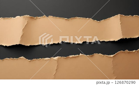Torn sharp paper with textured edges on a black...のイラスト素材 [126870290 ...