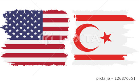 Turkish Republic of Northern Cyprus and USA grunge flags conne 126870351