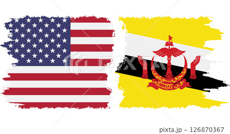 Brunei and USA grunge flags connection vector 126870367