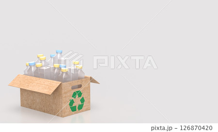 The Plastic bottle in Paper Box for eco or recycle concept 3d Rendering. 126870420