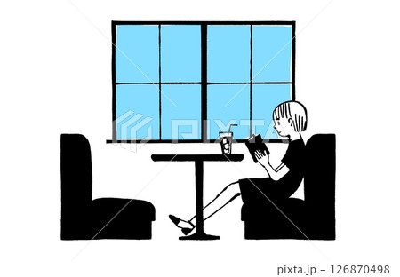 カフェの女の子 126870498