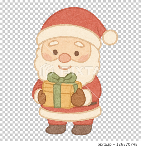 [Christmas] Illustration of Santa holding a present 126870748