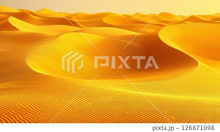 Serene Abstract Landscape of Rippled Sand Dunes Under Soft Golden Light Serene Abstract Landscape of Rippled Sand Dunes Under Soft Golden Light 126871098