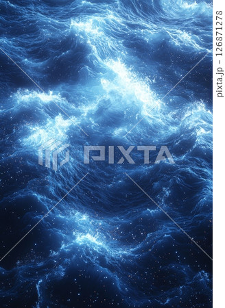 Starry Sky with Shooting Stars Above a Peaceful Hypnotic Ocean Surface Starry Sky with Shooting Stars Above a Peaceful Hypnotic Ocean Surface 126871278