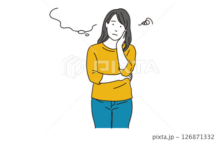 困った表情の女性のイメージイラスト素材 困った表情の女性のイメージイラスト素材 126871332