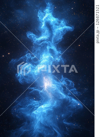 Futuristic Peaceful Space Scenery with Glowing Blue Ethereal Clouds and Stars Futuristic Peaceful Space Scenery with Glowing Blue Ethereal Clouds and Stars 126871521