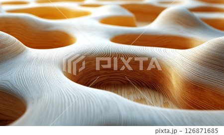 Organic Abstract Surface with Wood Grain Patterns and Smooth Curves Organic Abstract Surface with Wood Grain Patterns and Smooth Curves 126871685