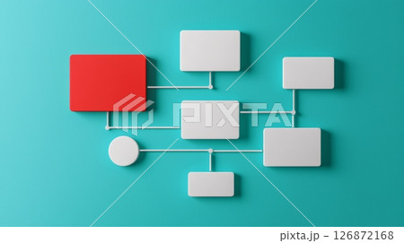 Customer Journey Concept Flowchart with Connected Blocks on Turquoise Background Customer Journey Concept Flowchart with Connected Blocks on Turquoise Background 126872168