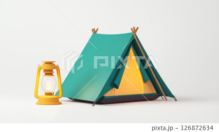 Essential Adventure Equipment for Camping and Climbing - Tent and Lantern for Outdoor Enthusiasts Essential Adventure Equipment for Camping and Climbing - Tent and Lantern for Outdoor Enthusiasts 126872634