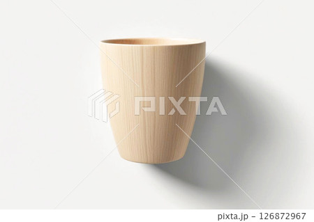 木のコップ(リユース、サステナブル、エシカル消費、白背景) 木のコップ(リユース、サステナブル、エシカル消費、白背景) 126872967