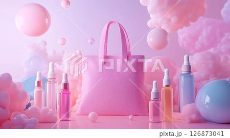 cosmetic bottle containers with flowers 126873041