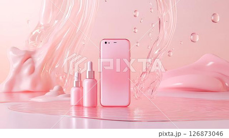 cosmetic bottle containers with flowers 126873046