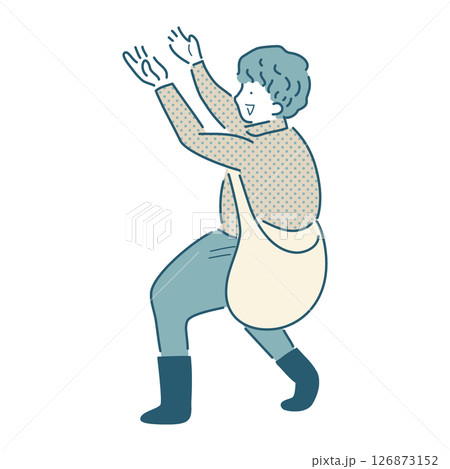 収穫する人のシンプルな線画のベクターイラスト 収穫する人のシンプルな線画のベクターイラスト 126873152