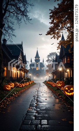 ハロウィン かぼちゃ 生成AI 背景  ハロウィン かぼちゃ 生成AI 背景  126873179