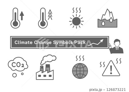 気候変動と環境問題のアイコンセット 126873221