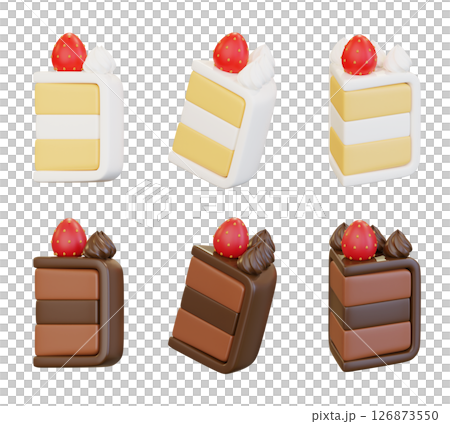 Strawberry piece of Cake 3D Icon Strawberry piece of Cake 3D Icon 126873550