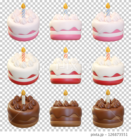 Birthday Cake Set 3D Graphic 126873551