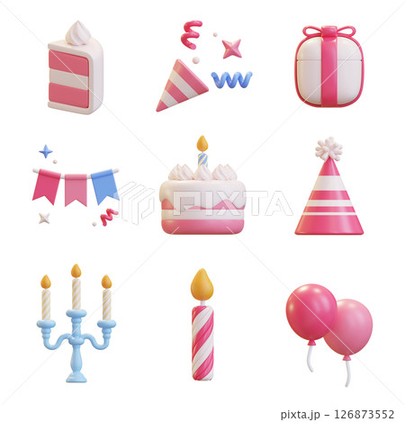 birthday Icon Set 3D Graphic 126873552