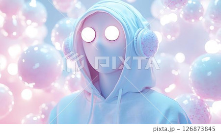Pastel background 3D mockup of a hoodie featuring floating lip balm elements with dreamy highlights and soft magical particles Beauty-Inspired Fashion Concepts Home and Lifestyle Visual Aesthetics 126873845