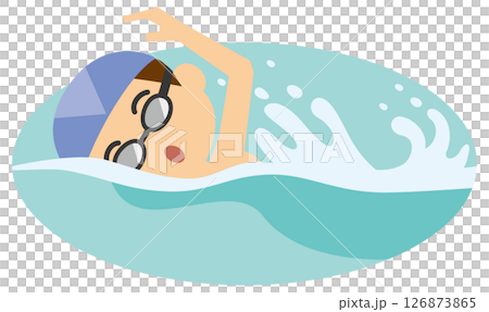 Illustration of a man swimming in a pool Illustration of a man swimming in a pool 126873865