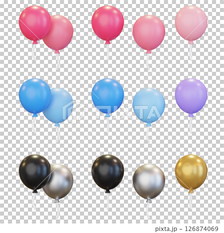 balloons of different colors 3D Graphic 126874069