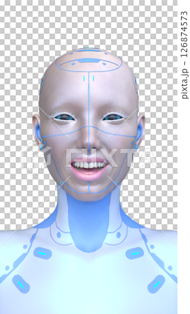 Female cyborg face close-up Female cyborg face close-up 126874573