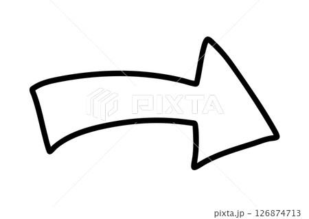 手書きの右向き矢印 黒線 手書きの右向き矢印 黒線 126874713