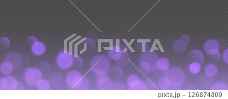 Purple bokeh, blurred background with sparkling lights, blurry glitter effect. 126874809