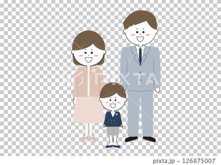 父母和男孩參加小學入學典禮的插圖 126875007
