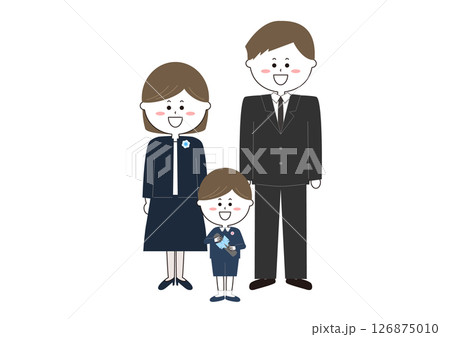 卒園式に行く父母と男の子のイラスト 126875010