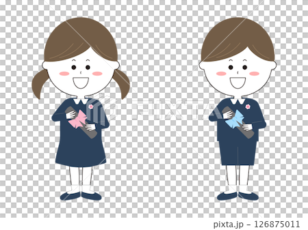 Illustration of men and women at the graduation ceremony 126875011