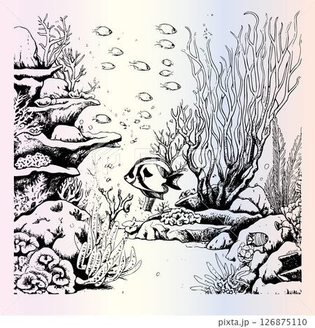 Underwater Scene Coloring Pages for Kids 126875110