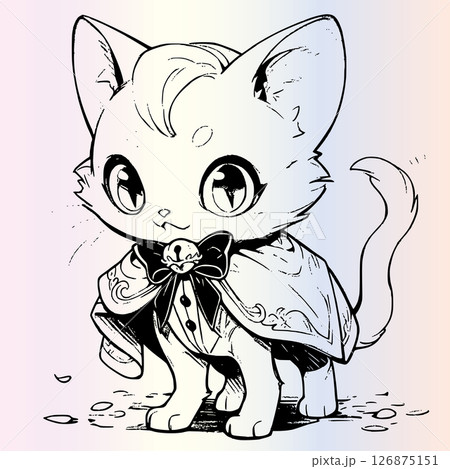 Vampire Cat Halloween Coloring Pages Drawing For Kids 126875151