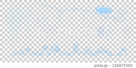 簡單的雨天城市景觀輪廓線條描繪背景插圖城市景觀 126875503