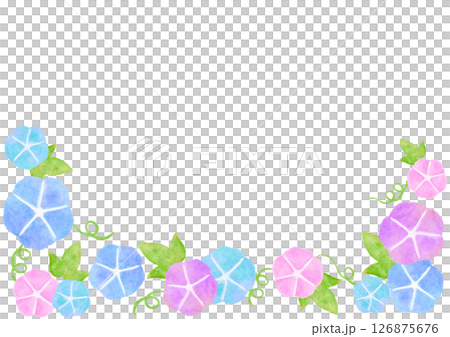 Watercolor morning glory Japanese style summer illustration frame Watercolor morning glory Japanese style summer illustration frame 126875676
